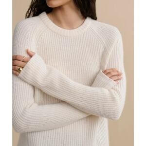 Jenni Kayne Cashmere Fisherman Sweater Cream Ivory XS